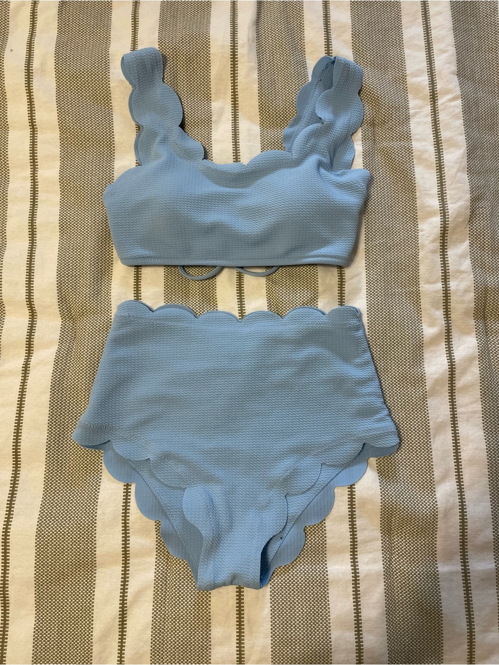 SHEIN Scalloped High-Waist Bikini Set - Light Blue